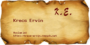 Krecs Ervin névjegykártya