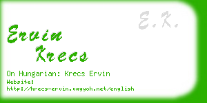 ervin krecs business card